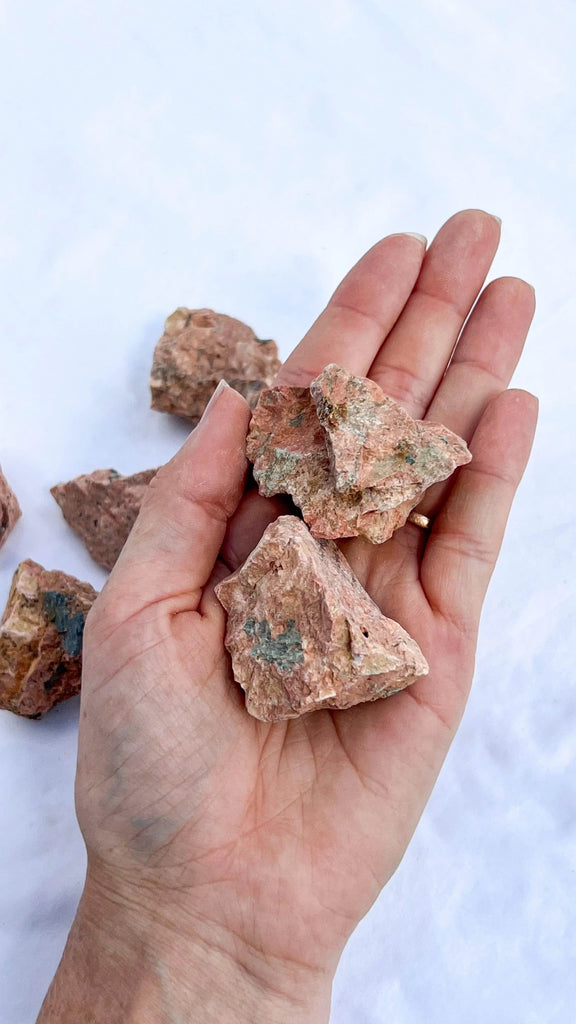 Orange Orthoclase Rough with Epidote Inclusions | Small - Unearthed Crystals