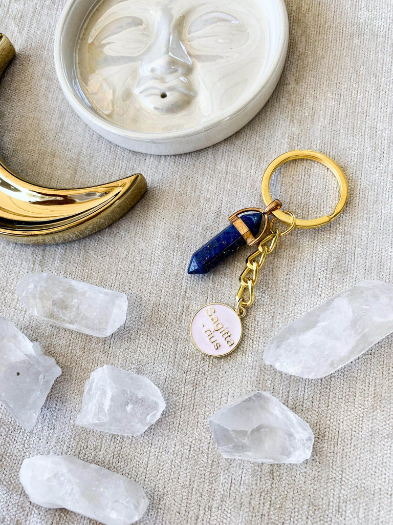 Zodiac + Stone Keyring - Unearthed Crystals