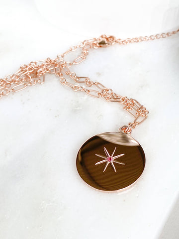 STARBURST Necklace | October | Pink Tourmaline - Unearthed Crystals