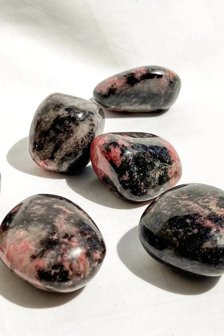 Quartz with Magnetite + Rhodonite Palm Stone | Large - Unearthed Crystals
