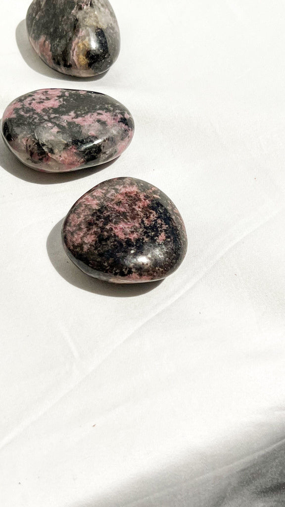 Quartz with Magnetite + Rhodonite Palm Stone | XL - Unearthed Crystals
