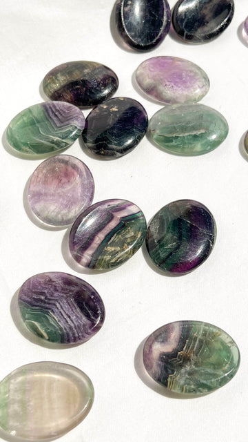 Rainbow Fluorite Worry Stone - Unearthed Crystals