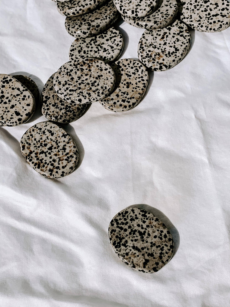 Dalmatian Jasper Flat Palm Stone - Unearthed Crystals