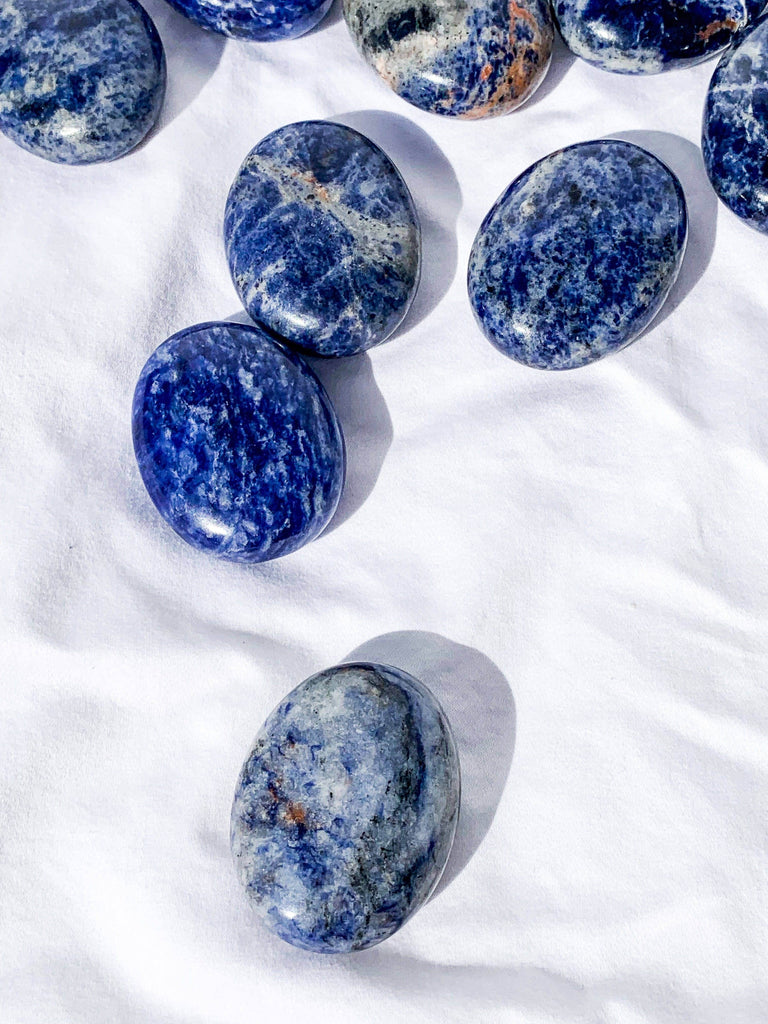 Sodalite Pillow Palm Stone - Unearthed Crystals