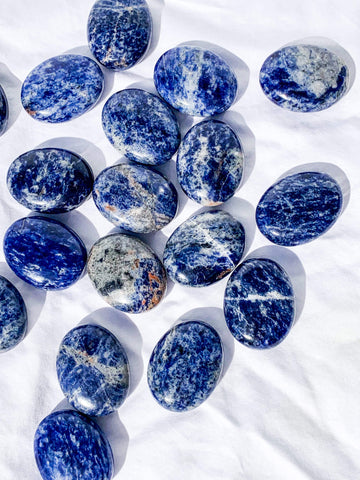 Sodalite Pillow Palm Stone - Unearthed Crystals