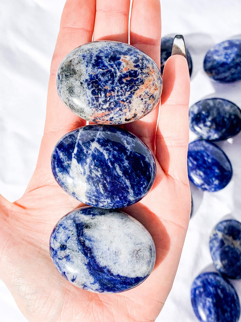 Sodalite Pillow Palm Stone - Unearthed Crystals