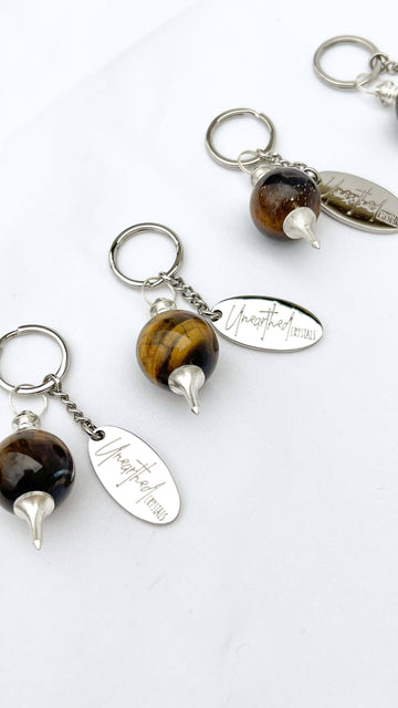 Pendulum Ball Keyring With Unearthed Crystals Charm | Tiger Eye - Unearthed Crystals