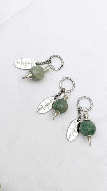 Pendulum Ball Keyring With Unearthed Crystals Charm | Green Aventurine - Unearthed Crystals