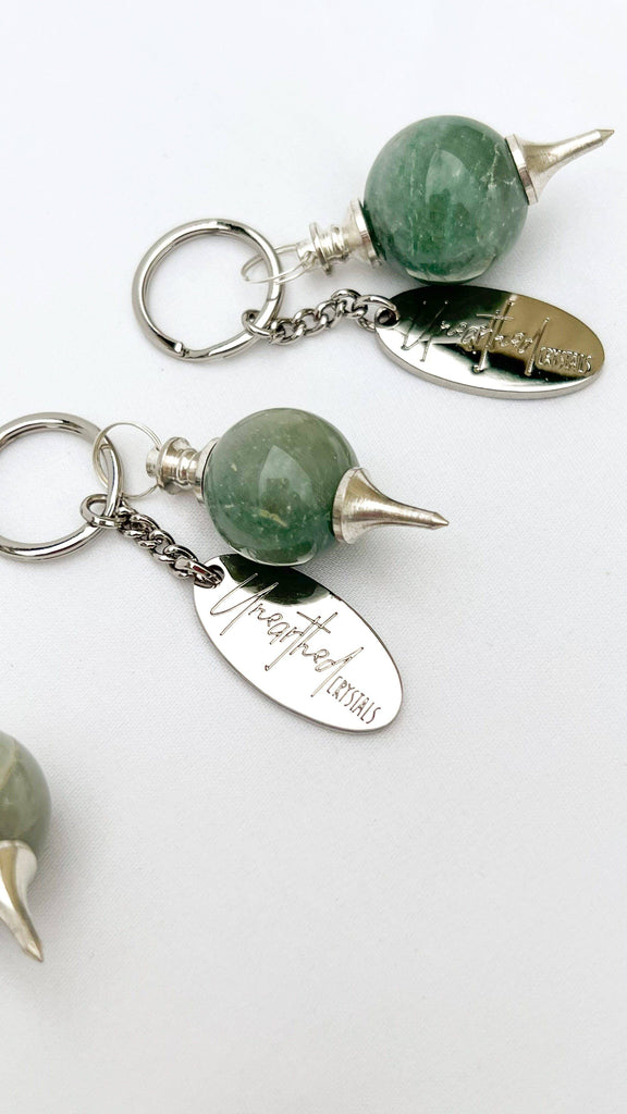 Pendulum Ball Keyring With Unearthed Crystals Charm | Green Aventurine - Unearthed Crystals