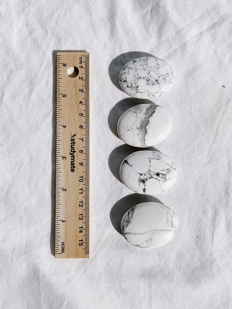 White Howlite Pillow Palm Stone - Unearthed Crystals
