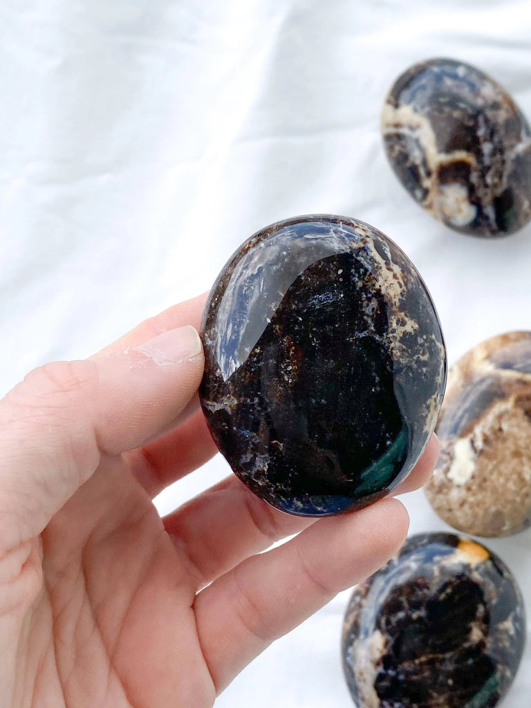 Black Opal Palm Stone | Medium - Unearthed Crystals