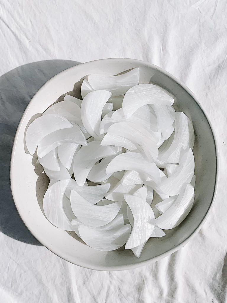 Selenite Crescent Moon Carving | Small - Unearthed Crystals
