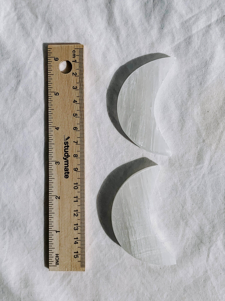 Selenite Crescent Moon Carving | Small - Unearthed Crystals