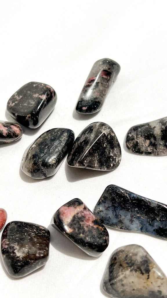 Quartz with Magnetite + Rhodonite Tumbles | Small - Unearthed Crystals