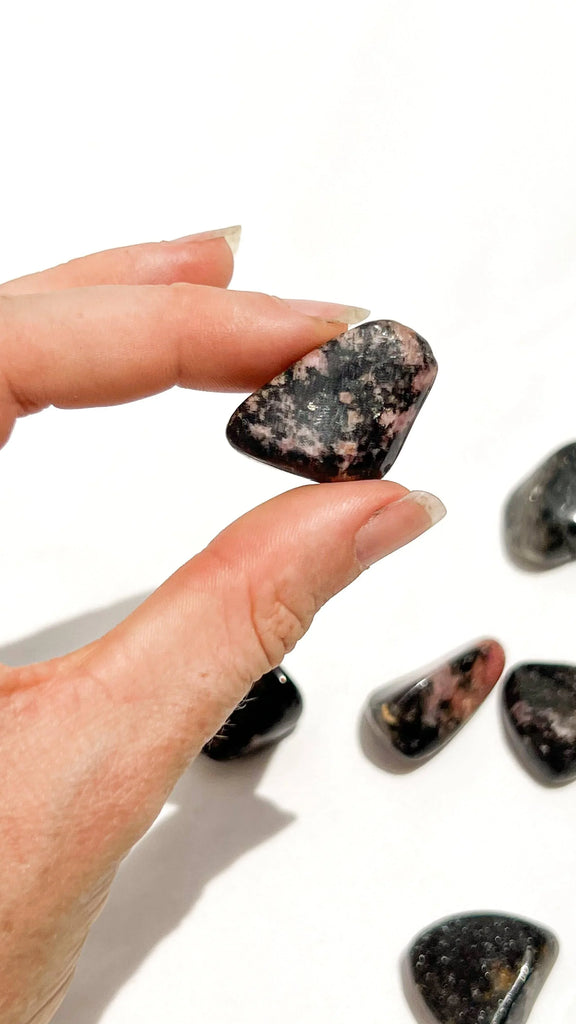 Quartz with Magnetite + Rhodonite Tumbles | Small - Unearthed Crystals
