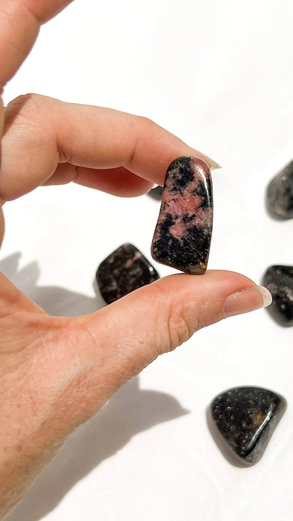 Quartz with Magnetite + Rhodonite Tumbles | Small - Unearthed Crystals
