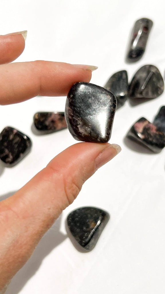 Quartz with Magnetite + Rhodonite Tumbles | Small - Unearthed Crystals