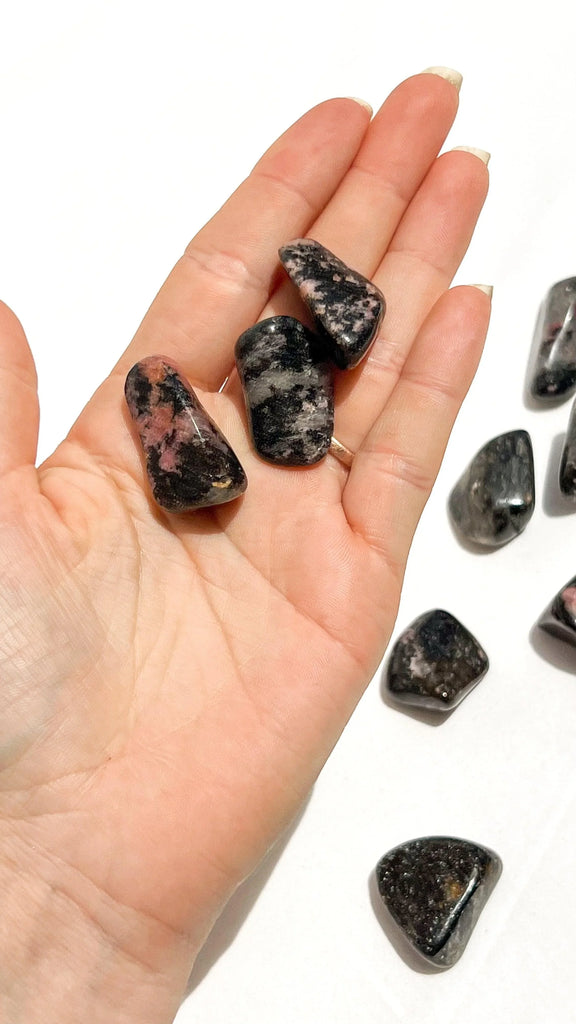 Quartz with Magnetite + Rhodonite Tumbles | Small - Unearthed Crystals