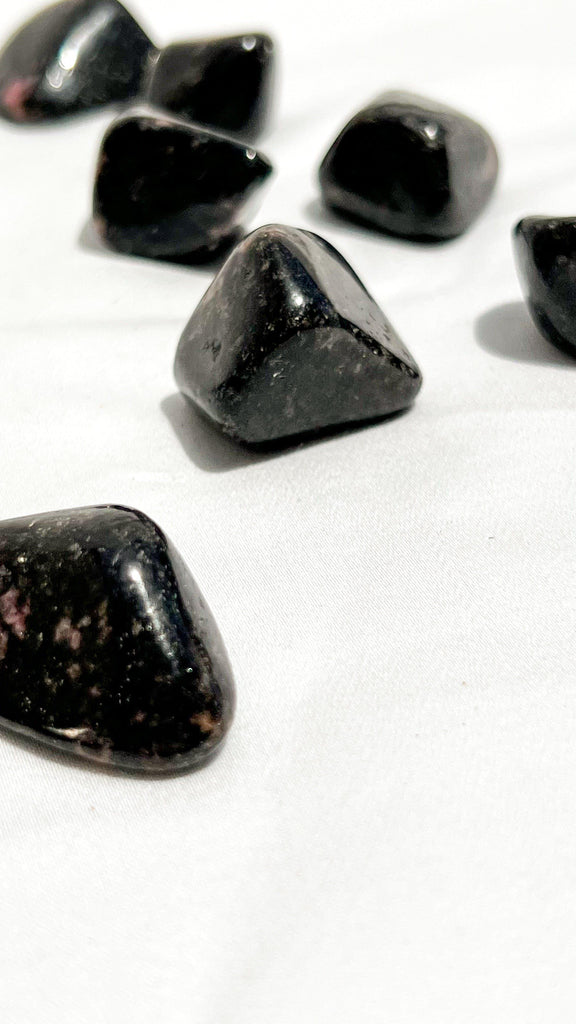 Quartz with Magnetite + Rhodonite Tumbles | Medium - Unearthed Crystals