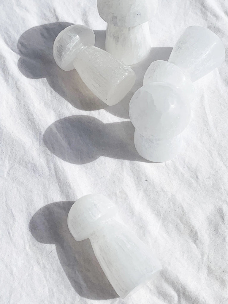 Selenite Mushroom Carving | Small - Unearthed Crystals