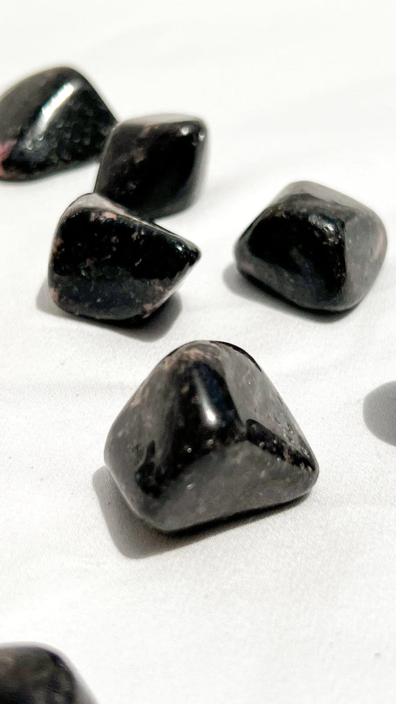 Quartz with Magnetite + Rhodonite Tumbles | Medium - Unearthed Crystals