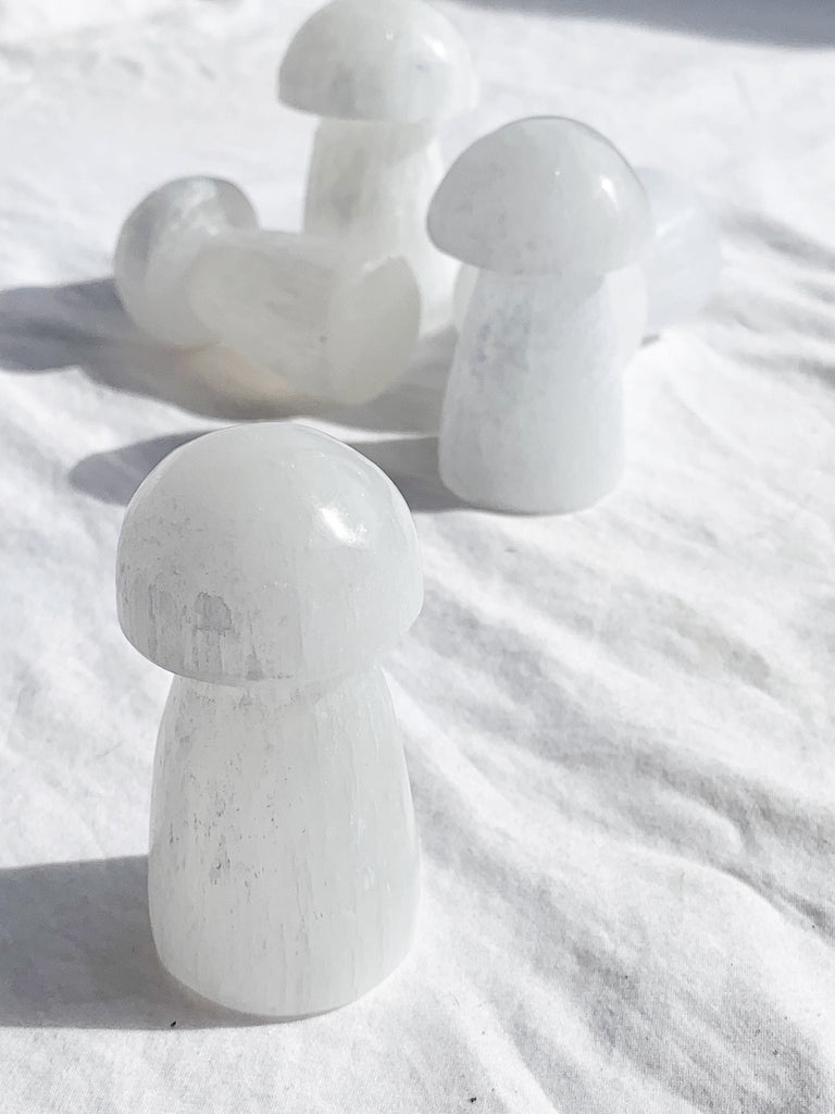 Selenite Mushroom Carving | Small - Unearthed Crystals