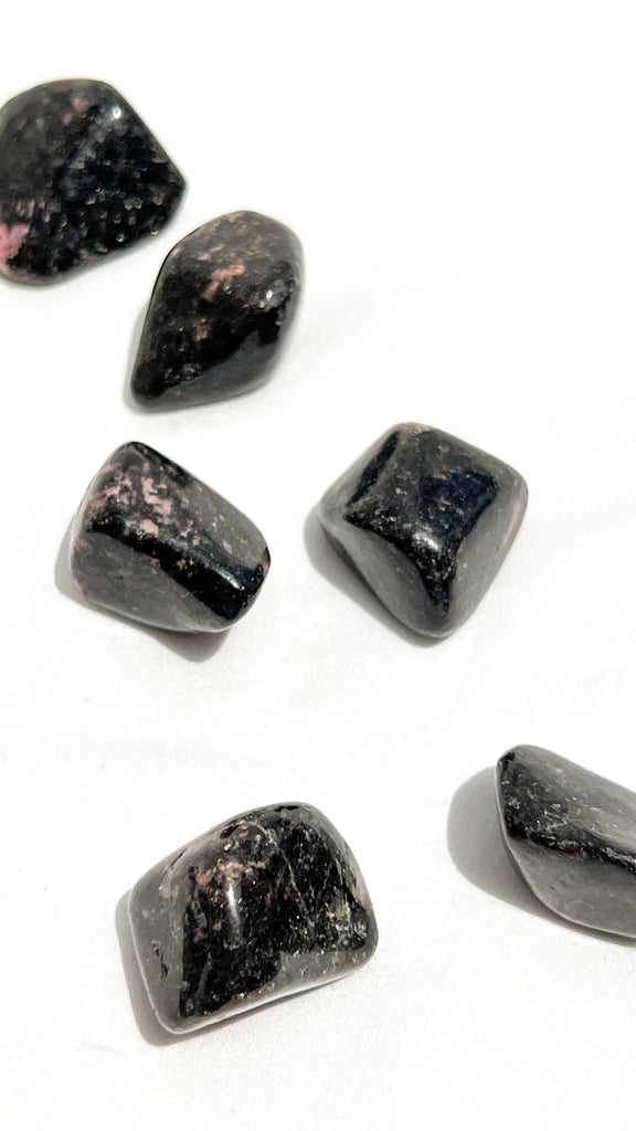 Quartz with Magnetite + Rhodonite Tumbles | Medium - Unearthed Crystals