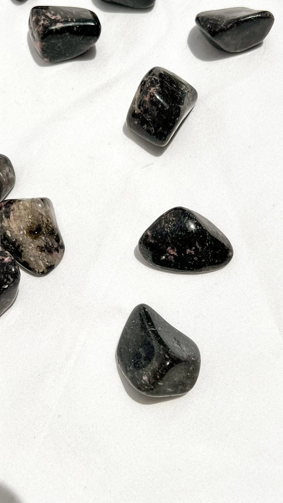 Quartz with Magnetite + Rhodonite Tumbles | Medium - Unearthed Crystals