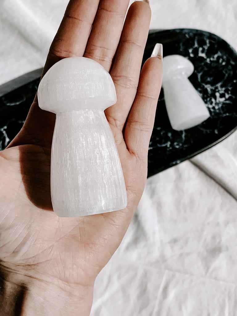 Selenite Mushroom Carving | Small - Unearthed Crystals