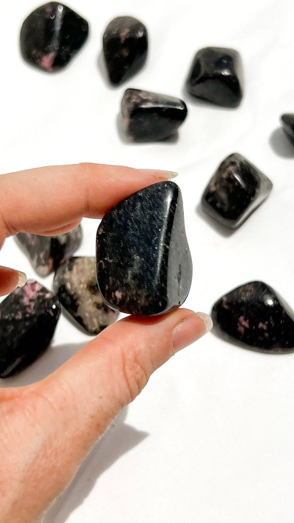 Quartz with Magnetite + Rhodonite Tumbles | Medium - Unearthed Crystals