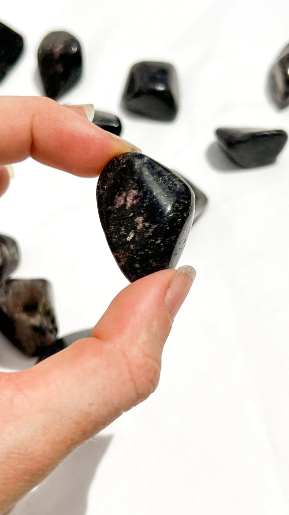 Quartz with Magnetite + Rhodonite Tumbles | Medium - Unearthed Crystals