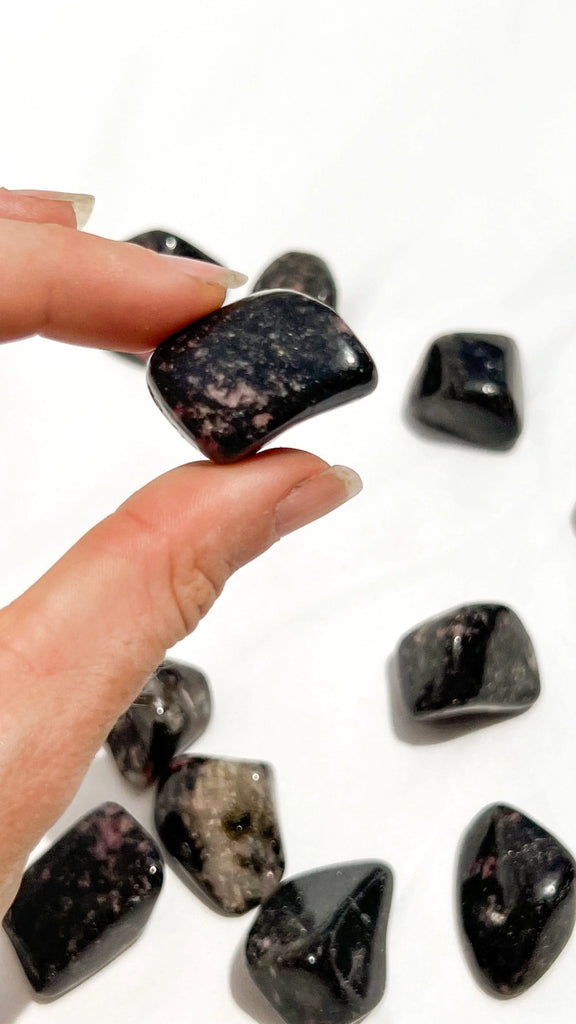 Quartz with Magnetite + Rhodonite Tumbles | Medium - Unearthed Crystals