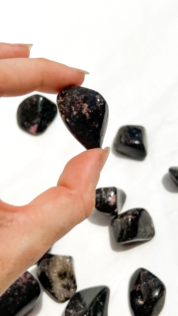 Quartz with Magnetite + Rhodonite Tumbles | Medium - Unearthed Crystals