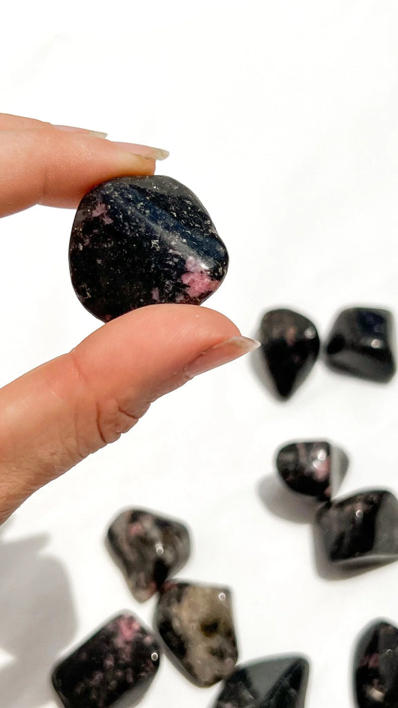 Quartz with Magnetite + Rhodonite Tumbles | Medium - Unearthed Crystals