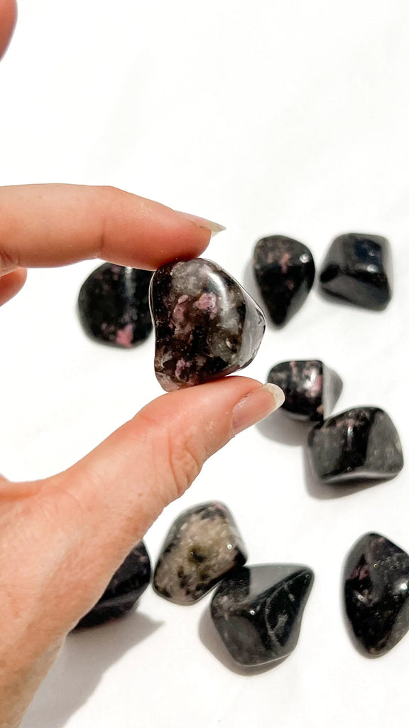 Quartz with Magnetite + Rhodonite Tumbles | Medium - Unearthed Crystals