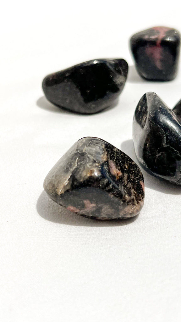Quartz with Magnetite + Rhodonite Tumbles | Large - Unearthed Crystals