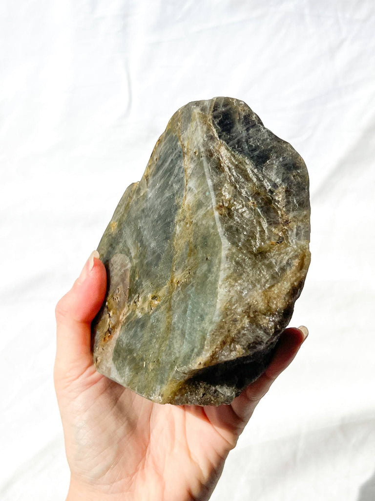 Labradorite Rough Standing Freeform | One Side Polished - Unearthed Crystals