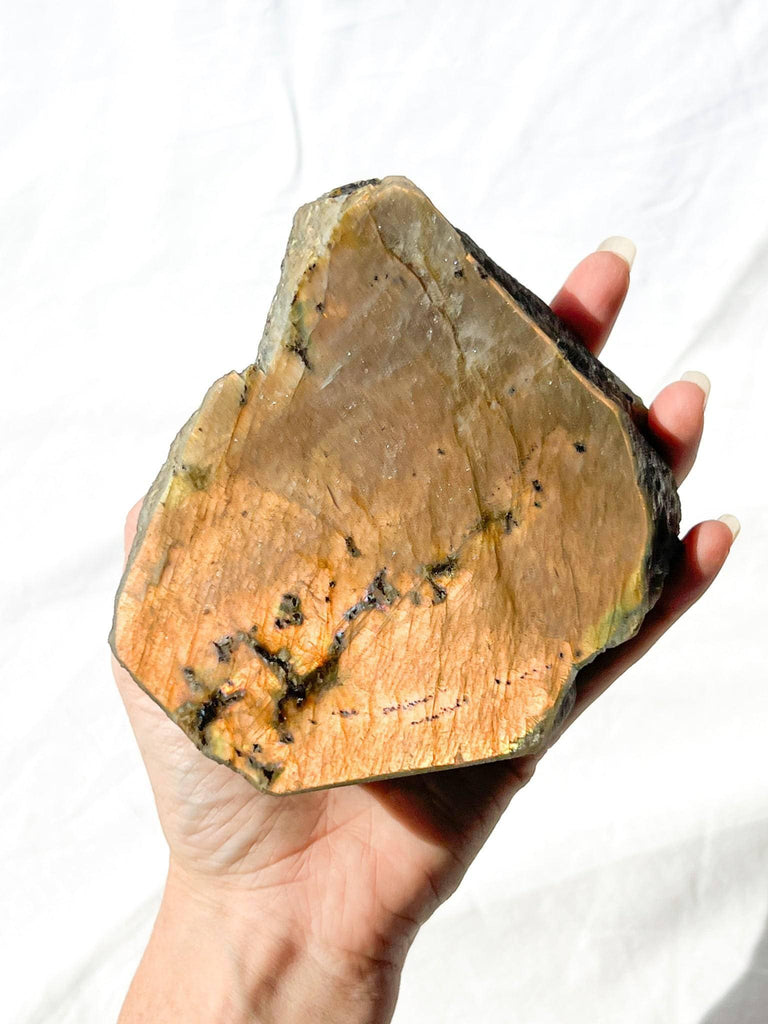 Labradorite Rough Standing Freeform | One Side Polished - Unearthed Crystals