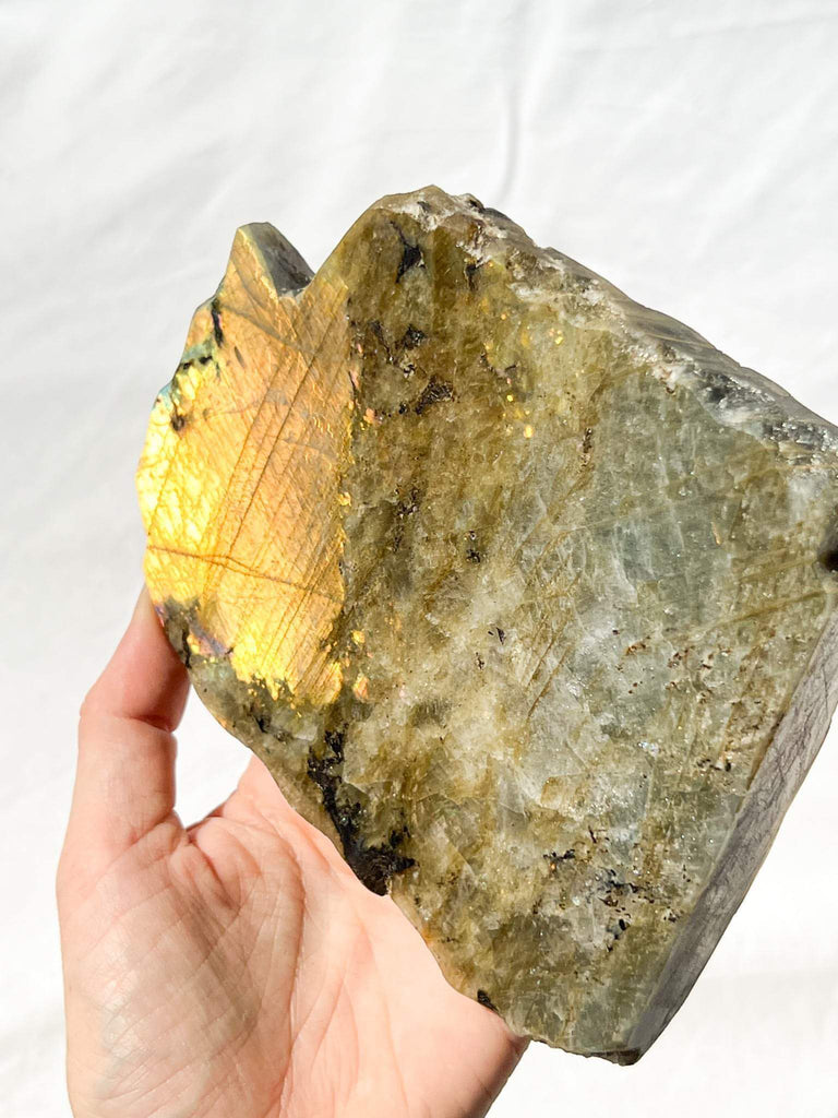 Labradorite Rough Standing Freeform | One Side Polished - Unearthed Crystals