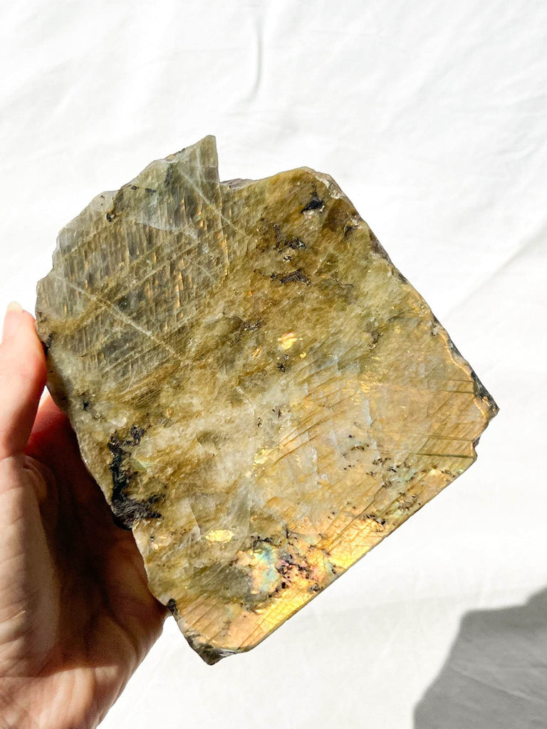 Labradorite Rough Standing Freeform | One Side Polished - Unearthed Crystals