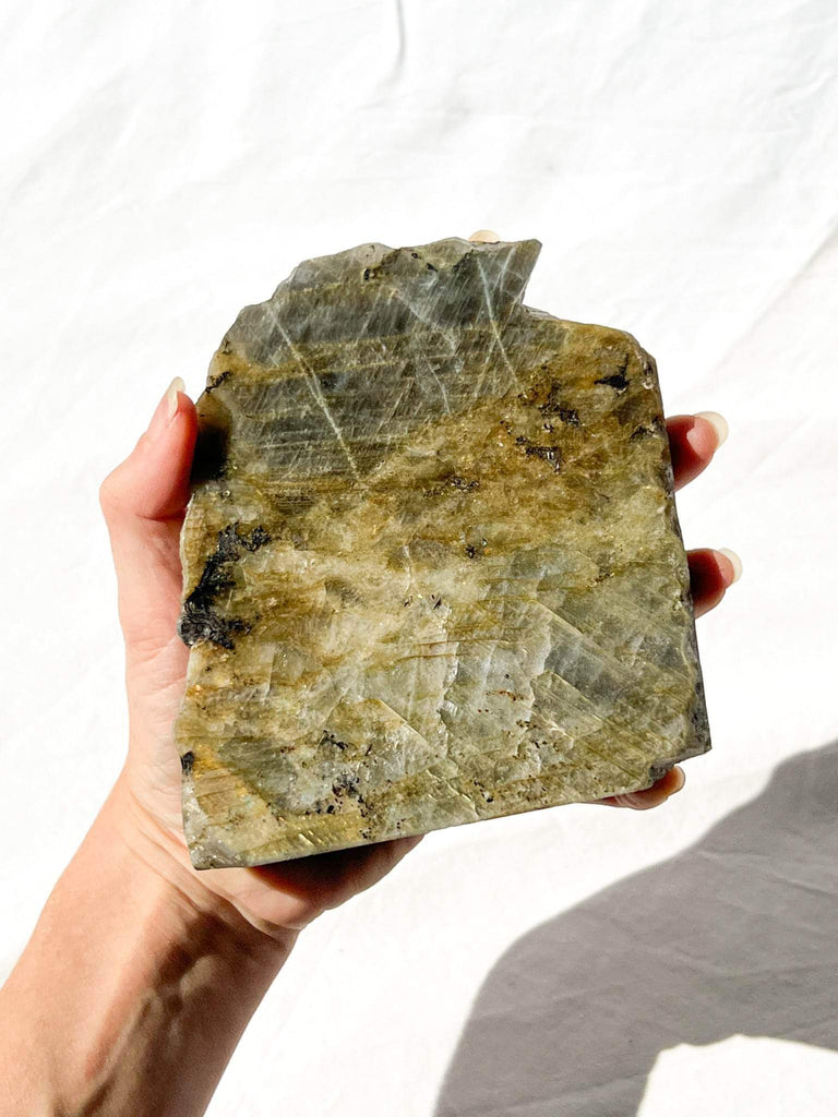 Labradorite Rough Standing Freeform | One Side Polished - Unearthed Crystals