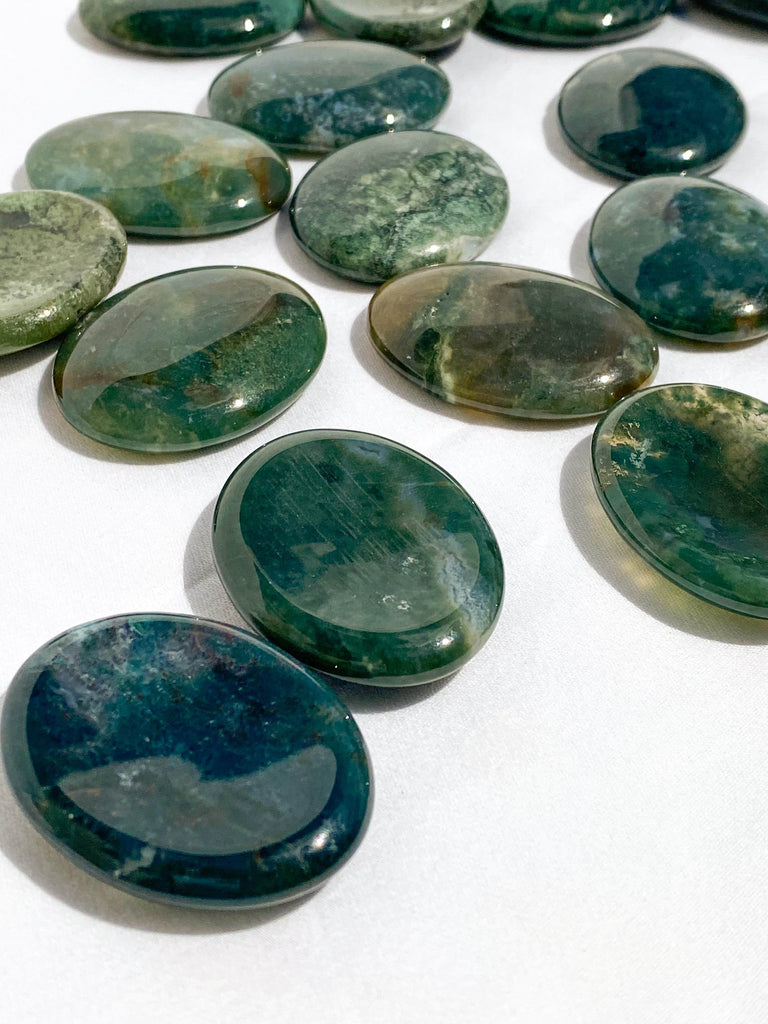 Moss Agate Worry Stone - Unearthed Crystals