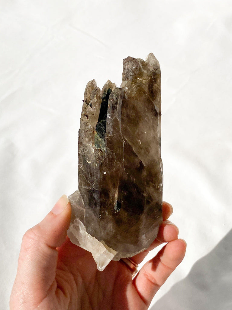 Malawi Smokey Quartz + Aegirine + Microline Inclusions - Unearthed Crystals