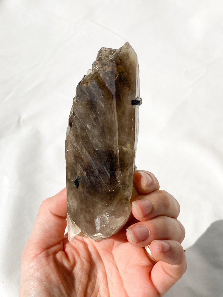 Malawi Smokey Quartz + Aegirine + Microline Inclusions - Unearthed Crystals