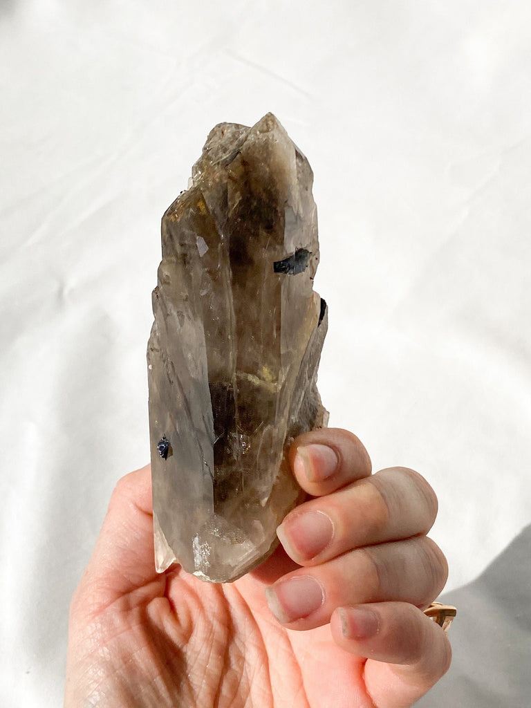 Malawi Smokey Quartz + Aegirine + Microline Inclusions - Unearthed Crystals