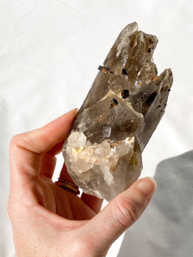 Malawi Smokey Quartz + Aegirine + Microline Inclusions - Unearthed Crystals