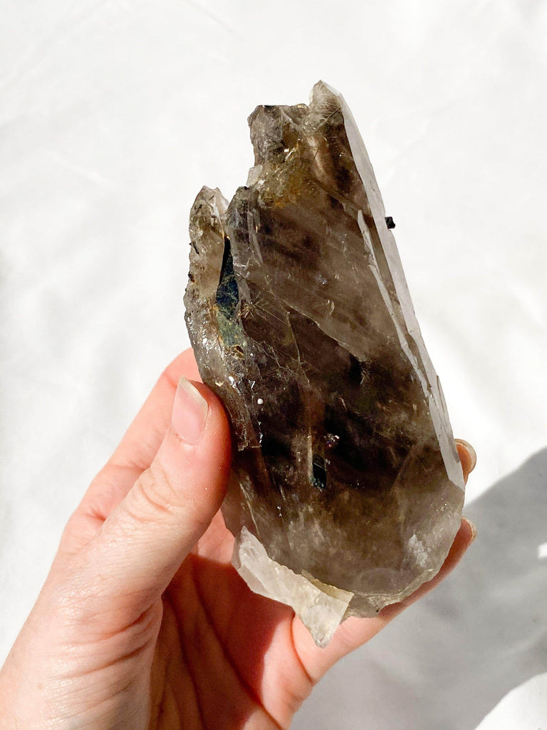 Malawi Smokey Quartz + Aegirine + Microline Inclusions - Unearthed Crystals