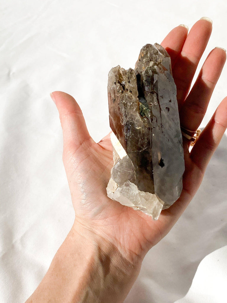 Malawi Smokey Quartz + Aegirine + Microline Inclusions - Unearthed Crystals