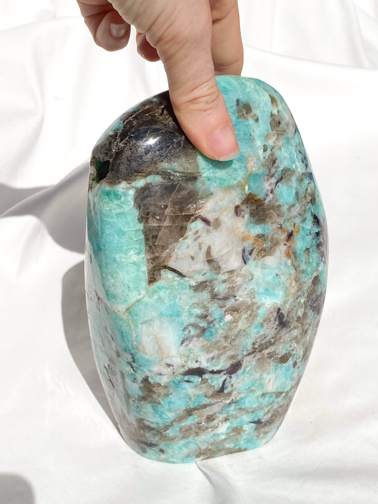 Amazonite + Smokey Quartz Standing Freeform - Unearthed Crystals