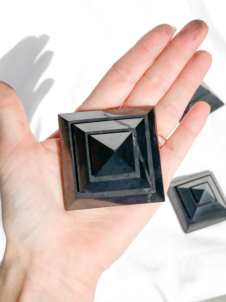 Shungite Sakkara Pyramid | 50mm - Unearthed Crystals
